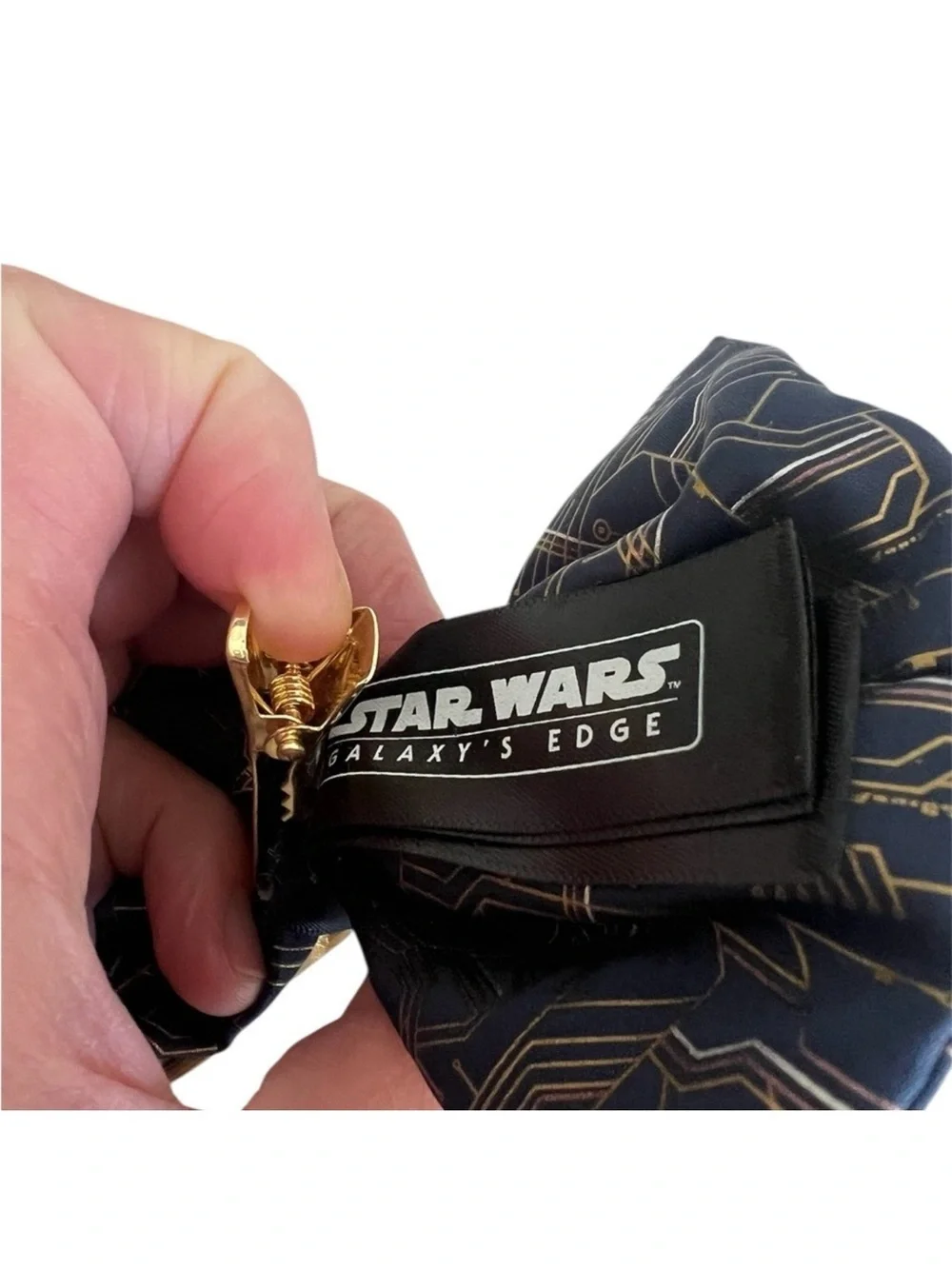 Disney Parks Star Wars Droid Galaxys edge Hair Bow Navy and Gold